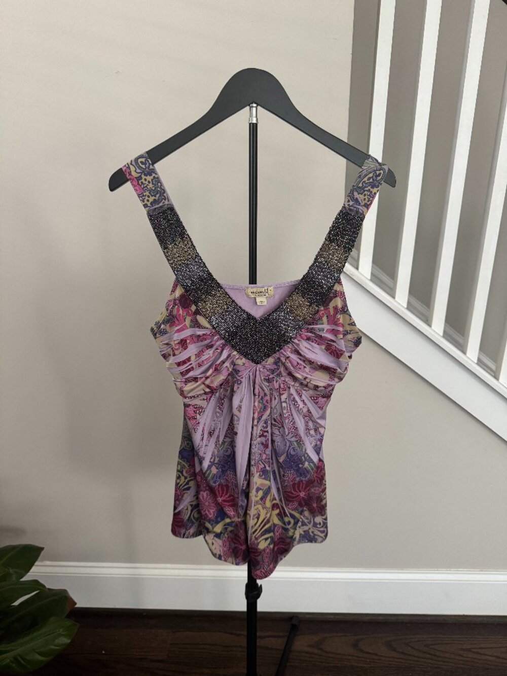 Shades of Purple Jeweled Neckline Sleeveless Top US Size Large